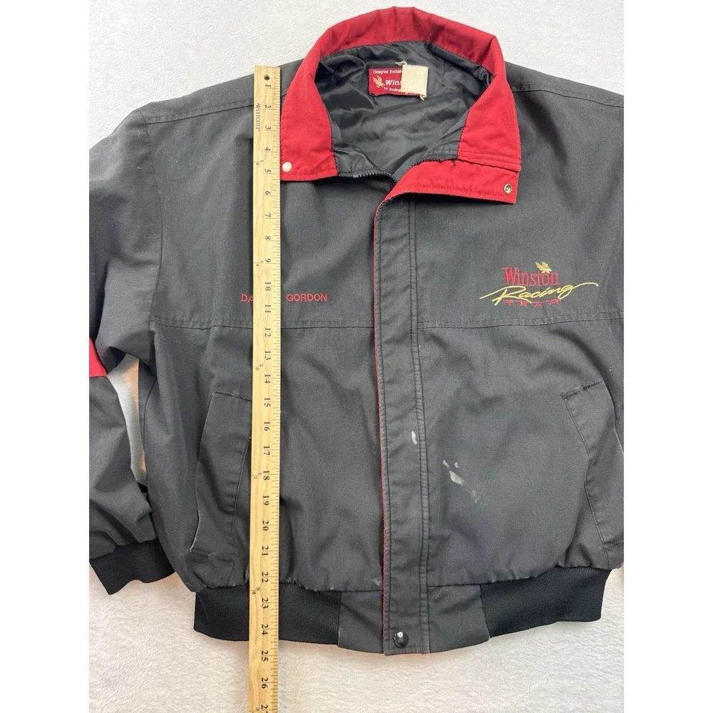 Vintage NASCAR Winston Cup Series Jacket Mens L Black Auto Racing Made USA 90s